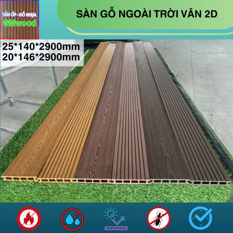 Sàn gỗ ngoài trời vân 2D