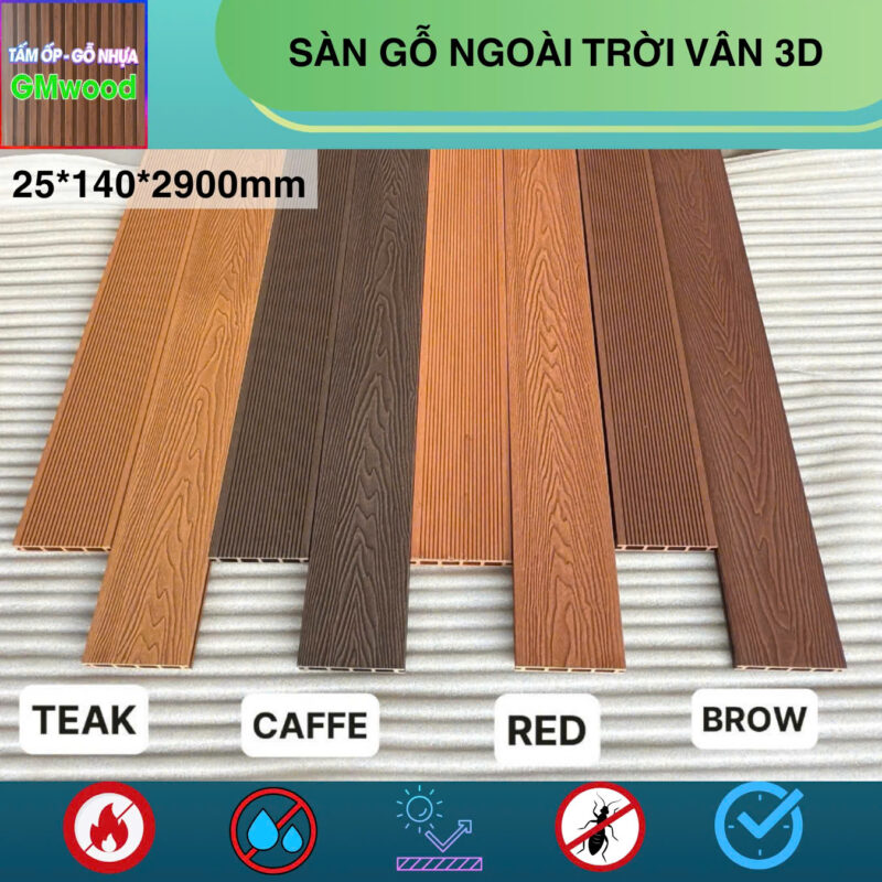 Sàn gỗ ngoài trời vân 2D