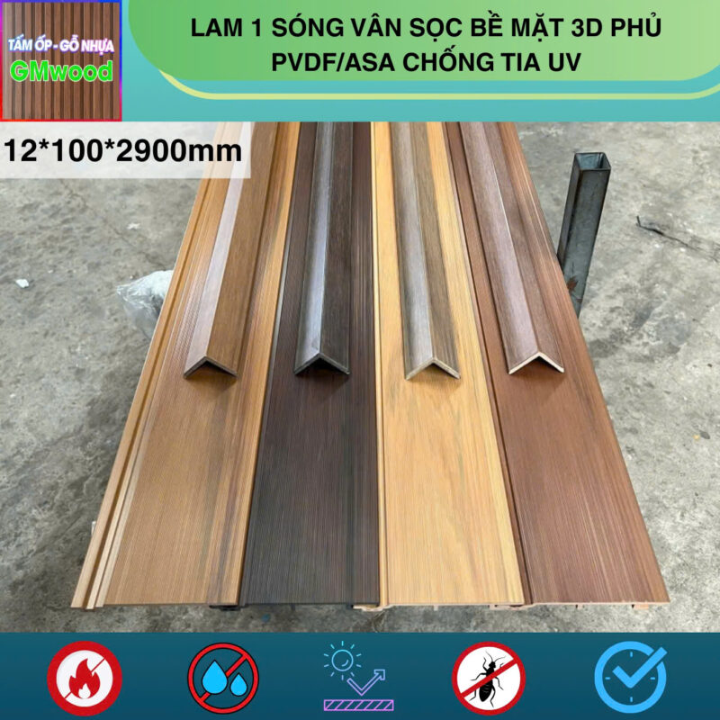 Lam 1 sóng vân sọc bề mặt phủ PVDF/ASA chống tia UV